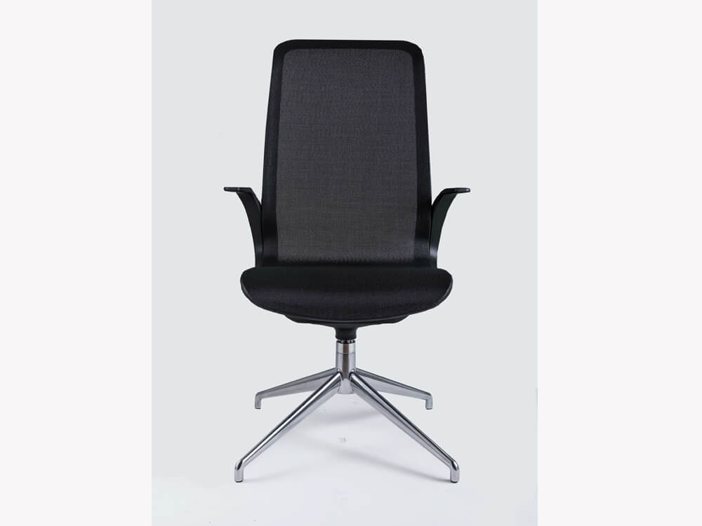 Renato High Backrest Executive Chair In 4 Legs White Nylon Armrests Aluminium Base