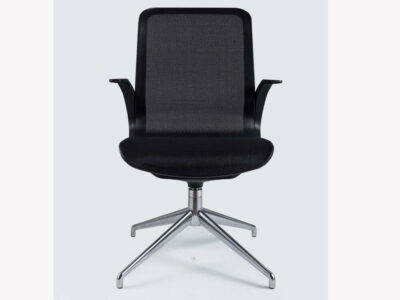 Renato Medium & High Backrest Executive Chair In 4 Legs White Nylon Armrests Aluminium Base