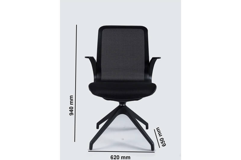 Renato Medium & High Backrest Executive Chair In 4 Legs White Nylon Armrests & Base Size
