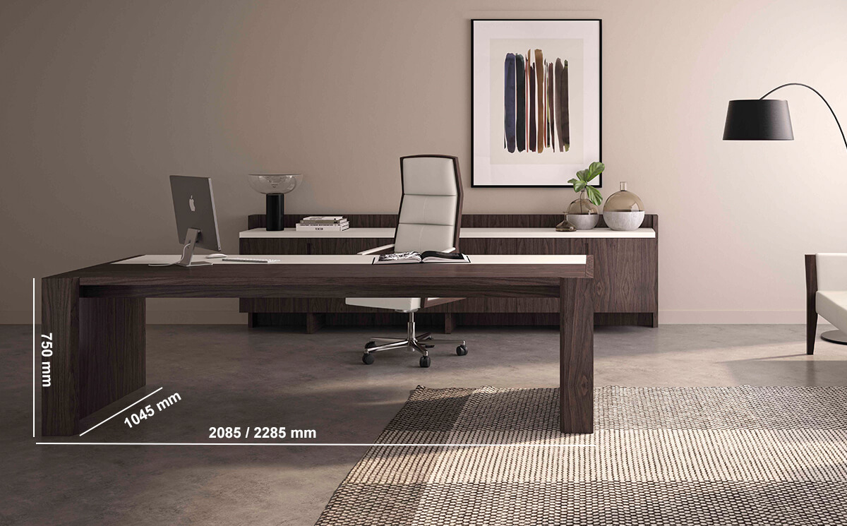 Alberto Executive Desk With Optional Return And Credenza Unit Dimension Image