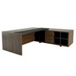 Desk With Credenza Unit and Modesty Panel ( With Leather Insert D820)