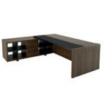 Alberto Executive Desk With Credenza Unit Leather Left