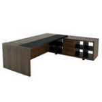 Desk With Credenza Unit and Modesty Panel ( With Leather Insert D600)