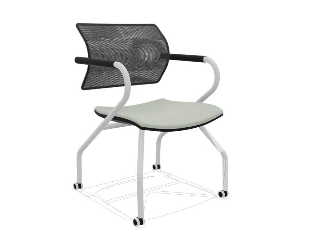 Carmine Mesh Back Visitor Chair Tip Up Seat, Painted Structure,black Castors