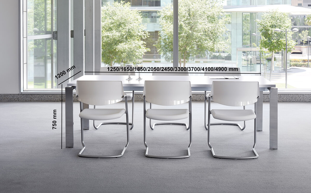 Freya 1 Rectangular Meeting Table With Chrome Legs Dimensions