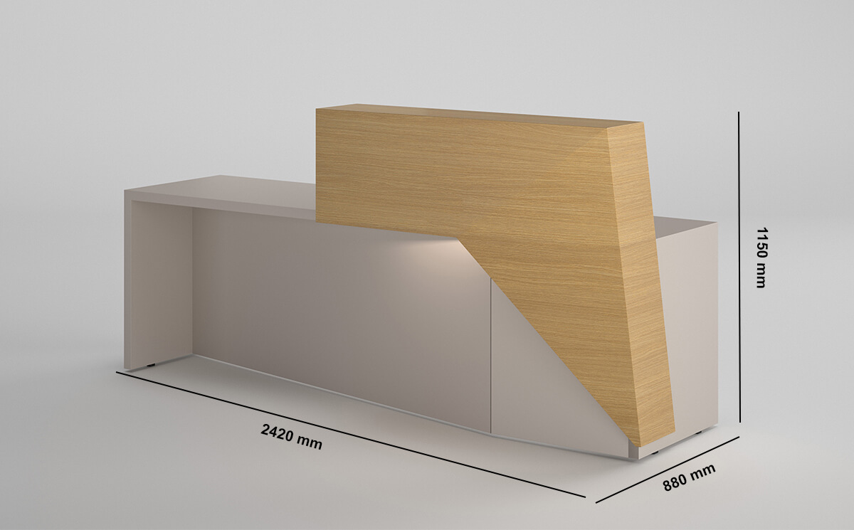 Oddone Reception Desk With Ambient Lighting Led Dimension Image