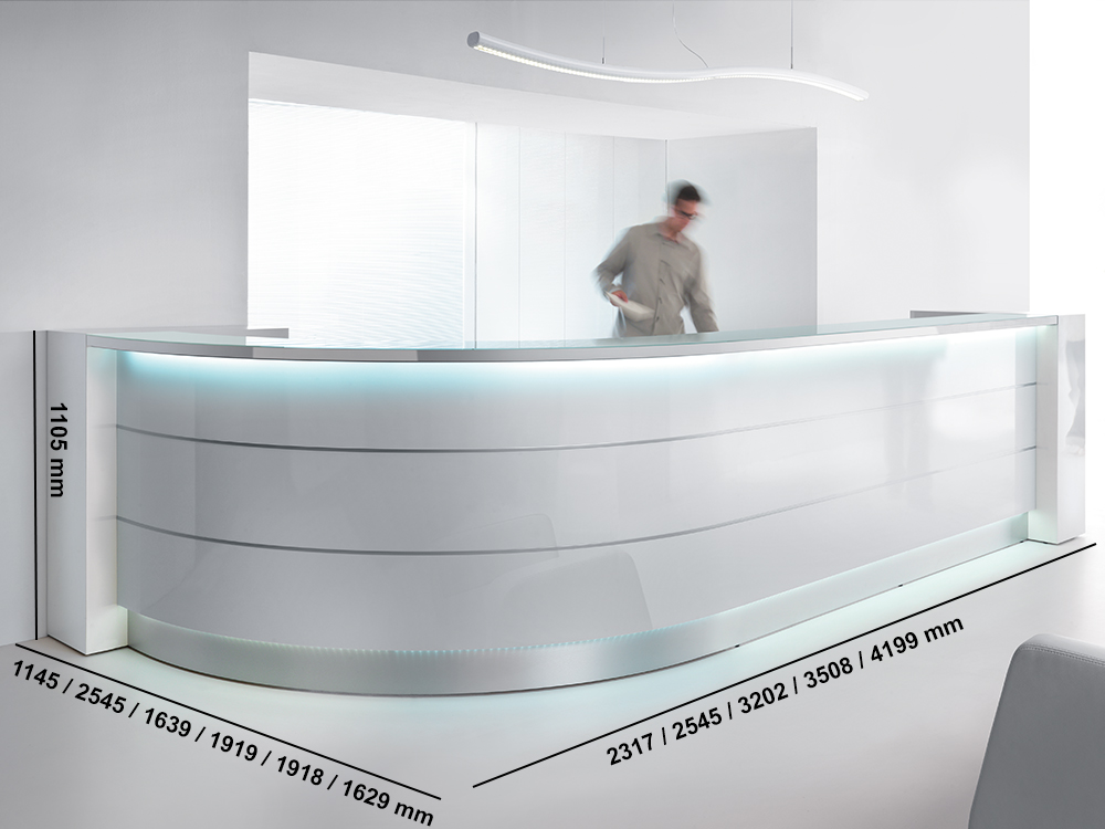 Alba 5 Curved Reception Desk Dimensions