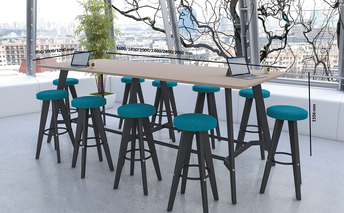 Cirocco – High Rectangular Meeting Table Size