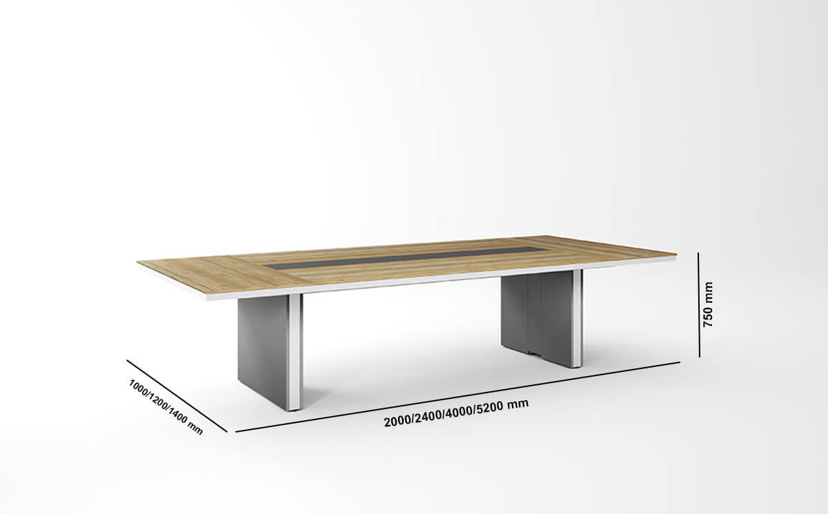 Dalon Melamine Rectangular Meeting Table With Optional Glass And Leather Inserts Size Img