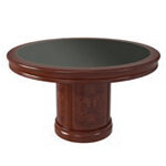 Small Round Shape Table (4 and 8 Persons - Wood Finish with Leather Insert)