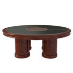 Small Round Shape Table (12 Persons - With Four Legs, Wood Finish Leather Insert )