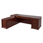 Josephine Classic Executive Desk With Optional Return And Credenza Unit. With 3 Drawers Pedestal And Credenza Left