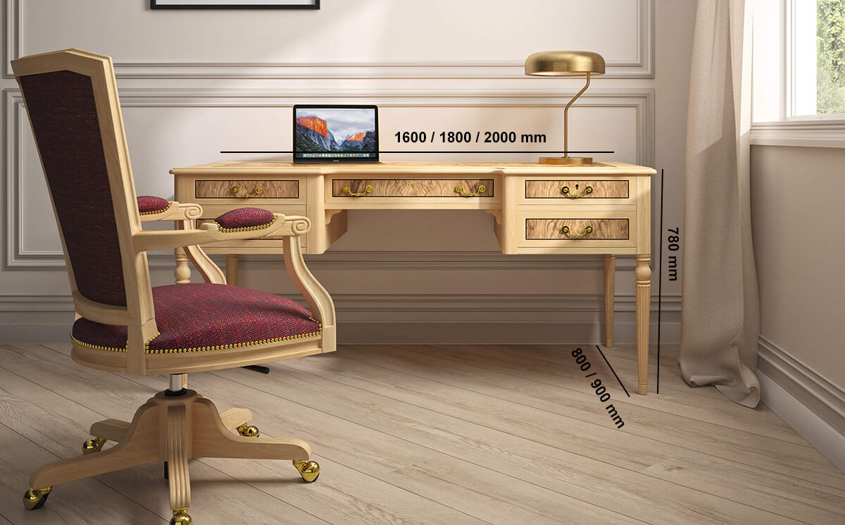 Josephine Classic Executive Desk With Optional Return And Credenza Unit.dimensions