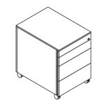 L420 x D563 x H587 (3 Drawers and 1 Pen Drawer, Internal Black Metal Drawers)