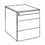 L420 x D533 x H505 (3 Drawers and Pencil Tray - Metal)