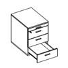 L420 x D560 x H585 (3 Drawers with Pen Drawer - Melamine)
