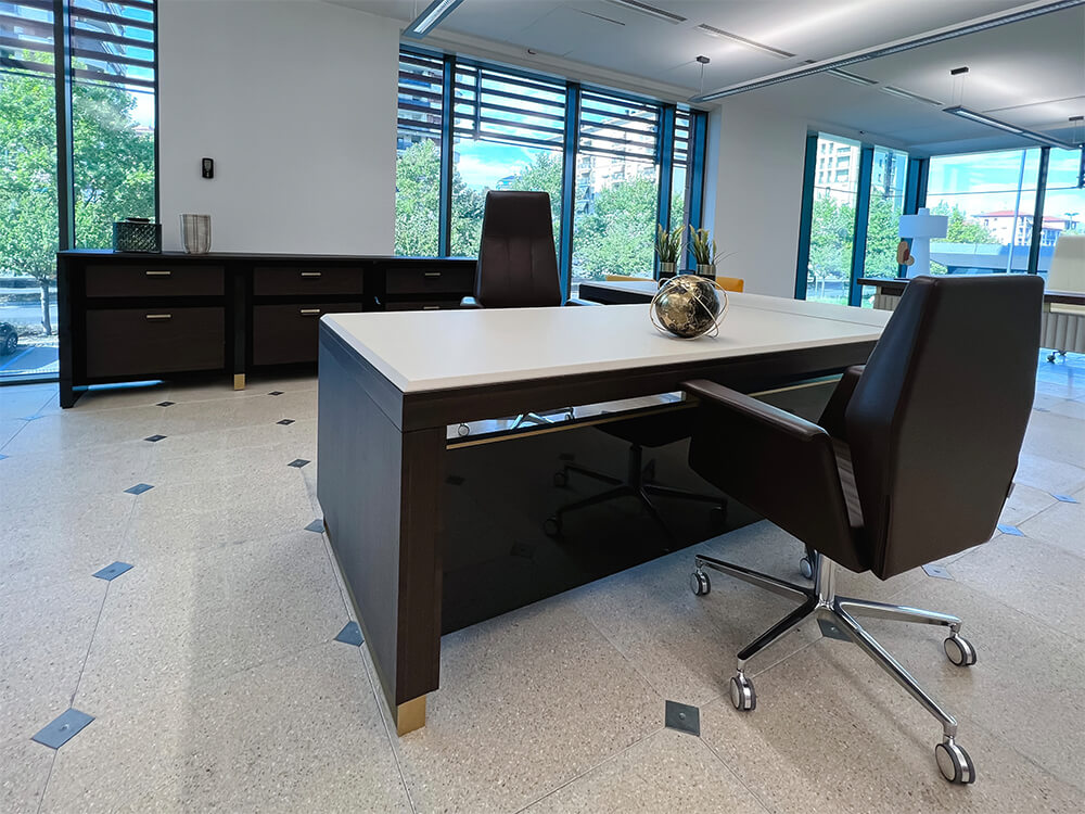 Laira Executive Desk With Modesty Panel And Optional Return And Credenza Unit 11