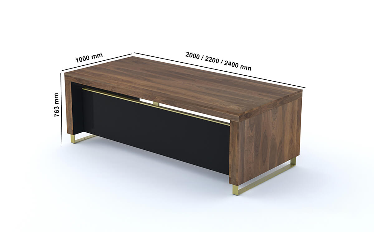 Laira Executive Desk With Modesty Panel And Optional Return And Credenza Unit Dimensions Image