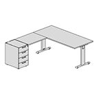 Matteo – T Leg Office Desk Return And Pedestal Left