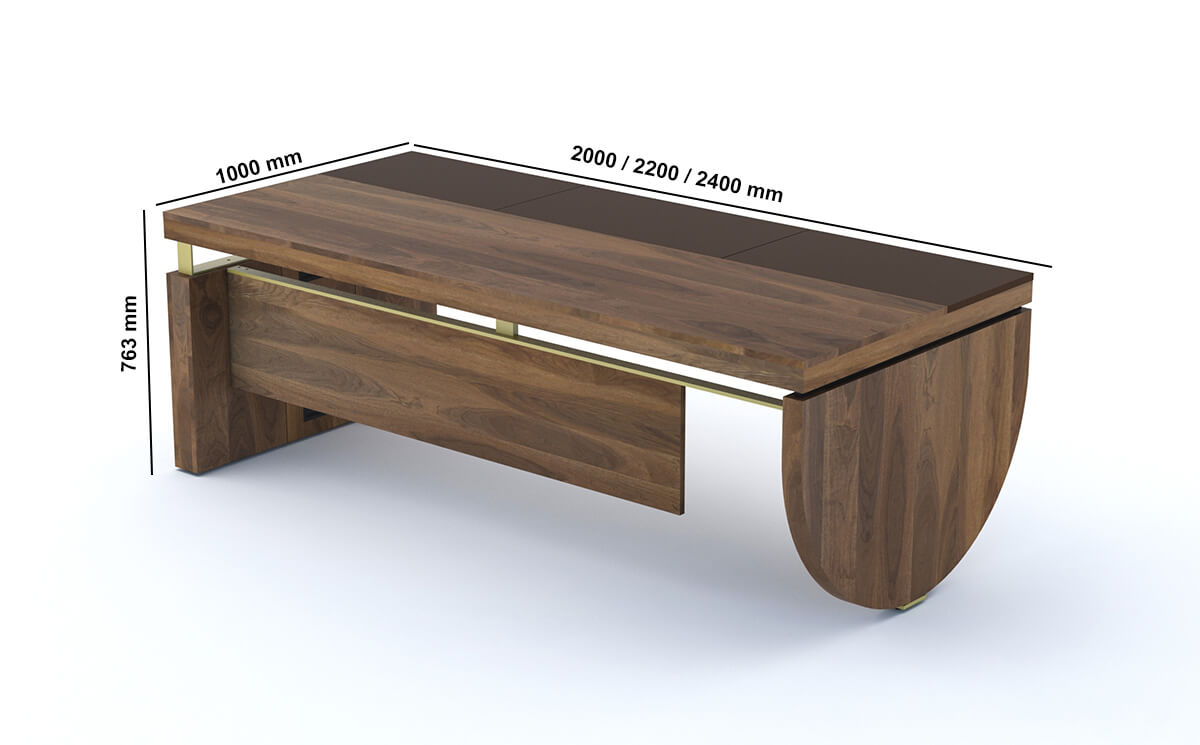 Narco Executive Desk With Modesty Panel And Optional Return And Credenza Unit Dimension Image