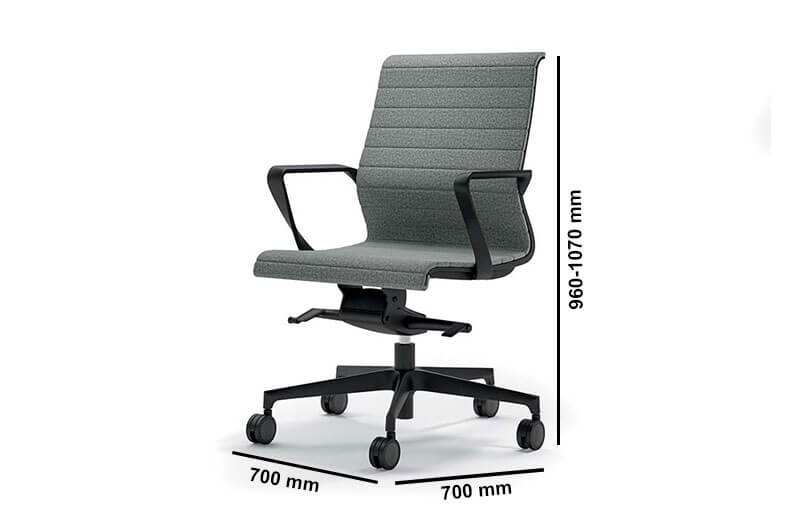 Gerodi 4 Fully Upholstered Mid Back Meeting Chair Size