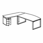Desk with Return and Pedestal (3 Drawer) (Left Side)