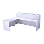 Macario White High Gloss Reception Small Desk With Return Left