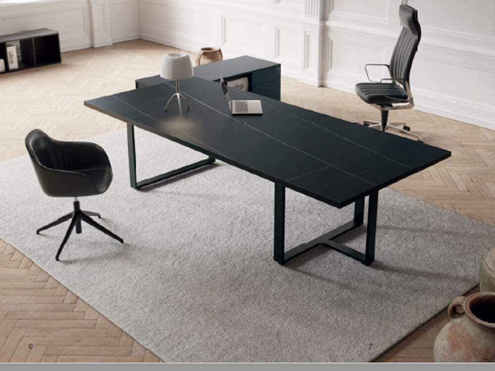 Romilda 4 – Executive Desk With Ring Leg With Optional Credenza Unit 07