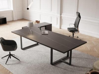 Romilda 4 – Marble Finish Executive Desk With Optional Credenza 07 Img