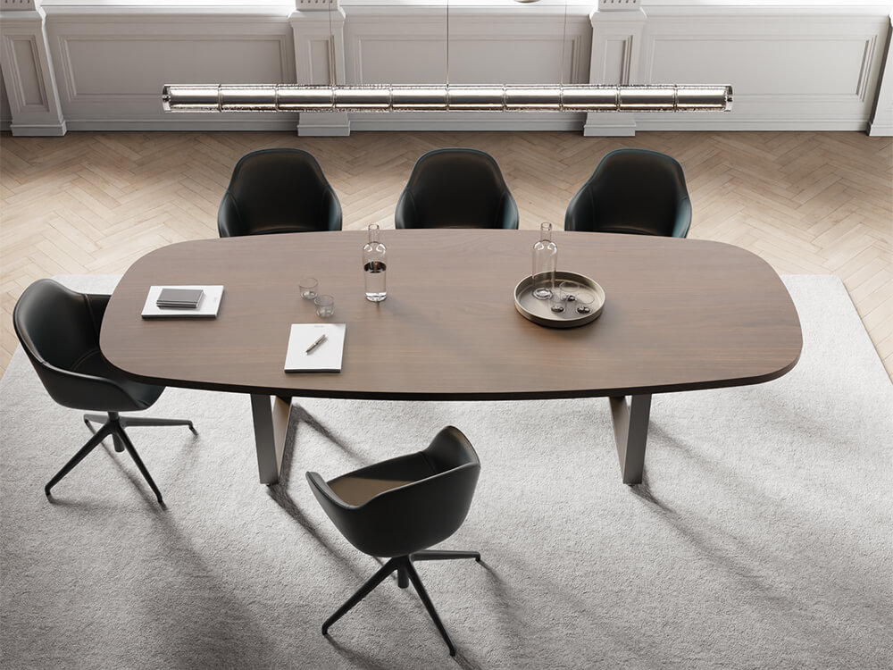 Romilda 5 – Oval Shaped Meeting Room Table With Ring Legs Main Image