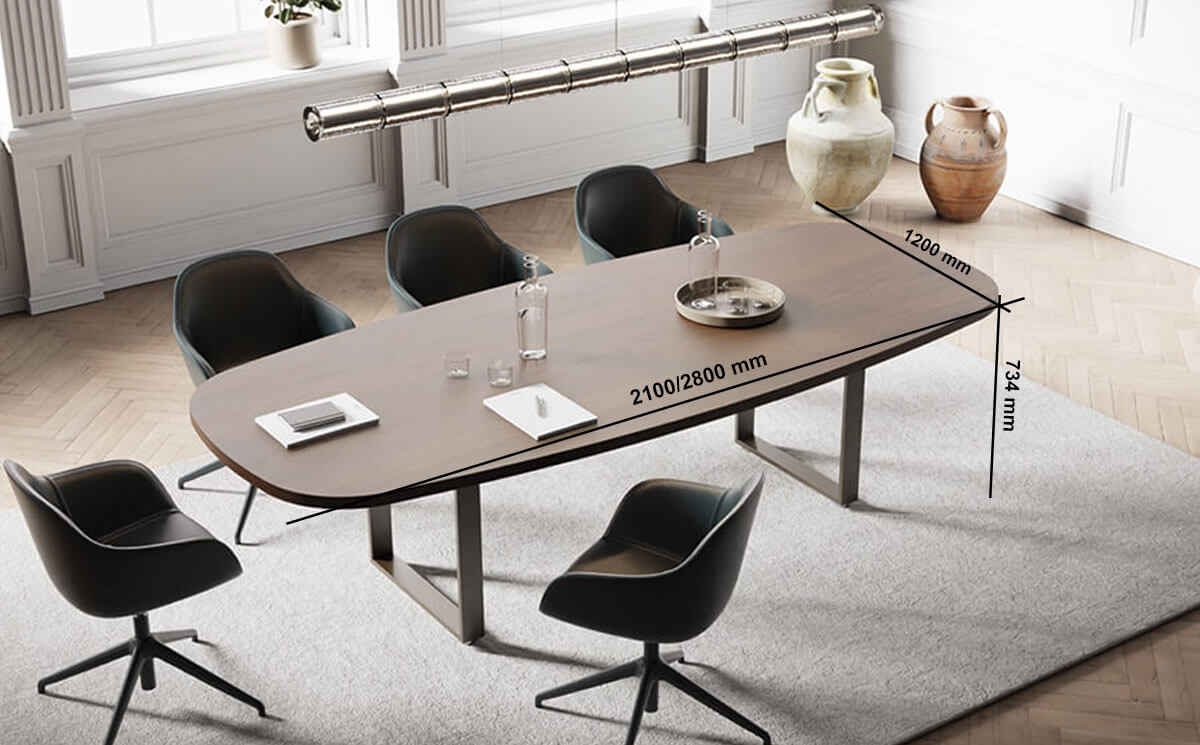 Romilda 5 – Oval Shaped Meeting Room Table With Ring Legs Size