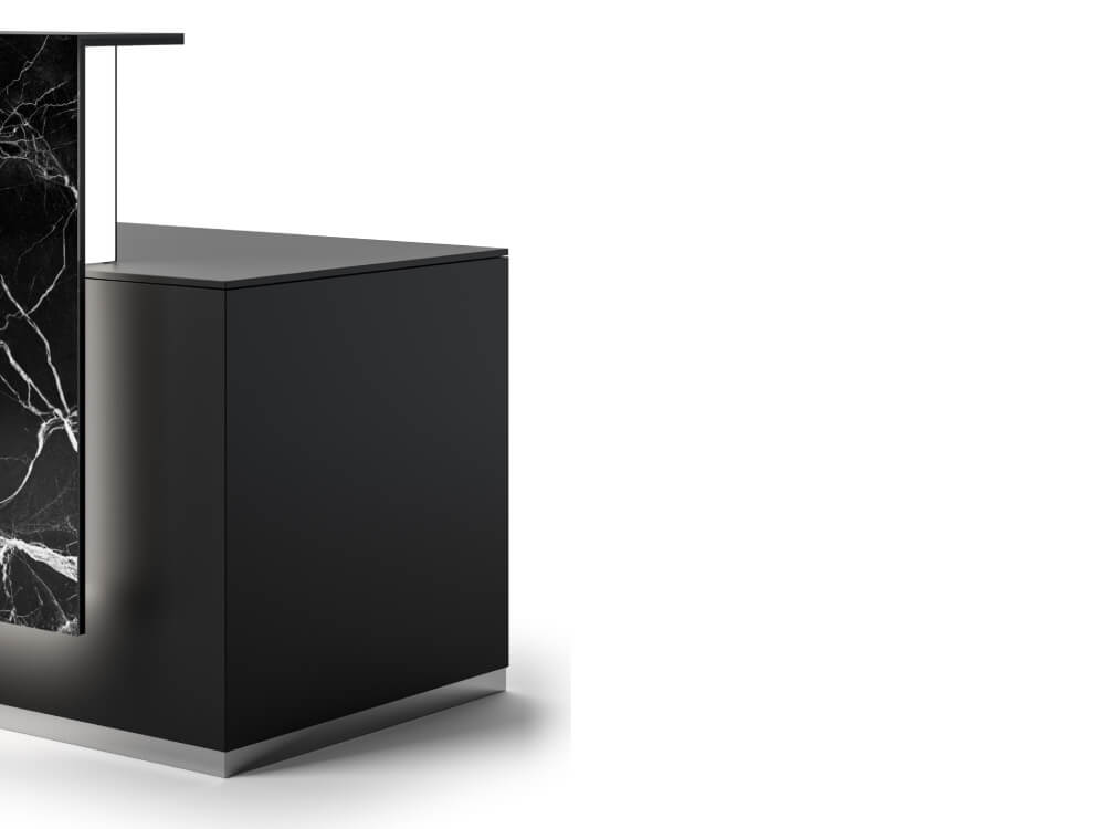 Luxor 1 – Reception Desk With Printed Glass Overhang Panel 01