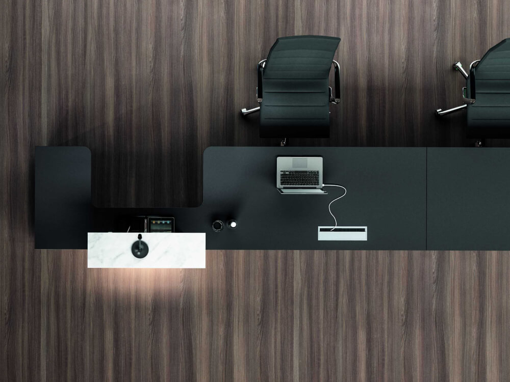 Luxor 1 – Reception Desk With Printed Glass Overhang Panel 12