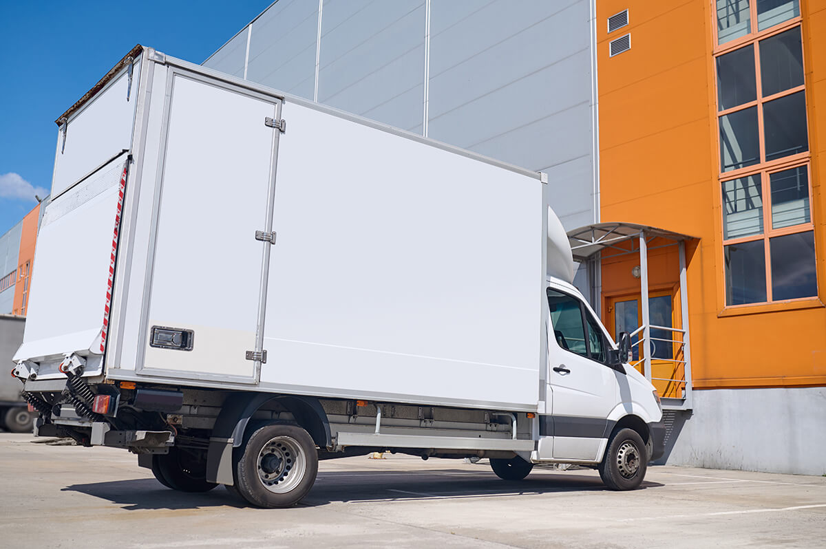 Lorry Standing Outdoors Near Warehouse New Size