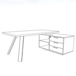 Brooklyn – Metal K Leg Desk With Small Credenza Right