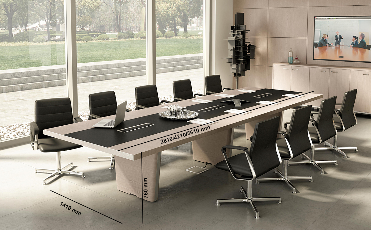 Henry 3 Rectangle Meeting Room Table With Optional Leather Inlay Size Img