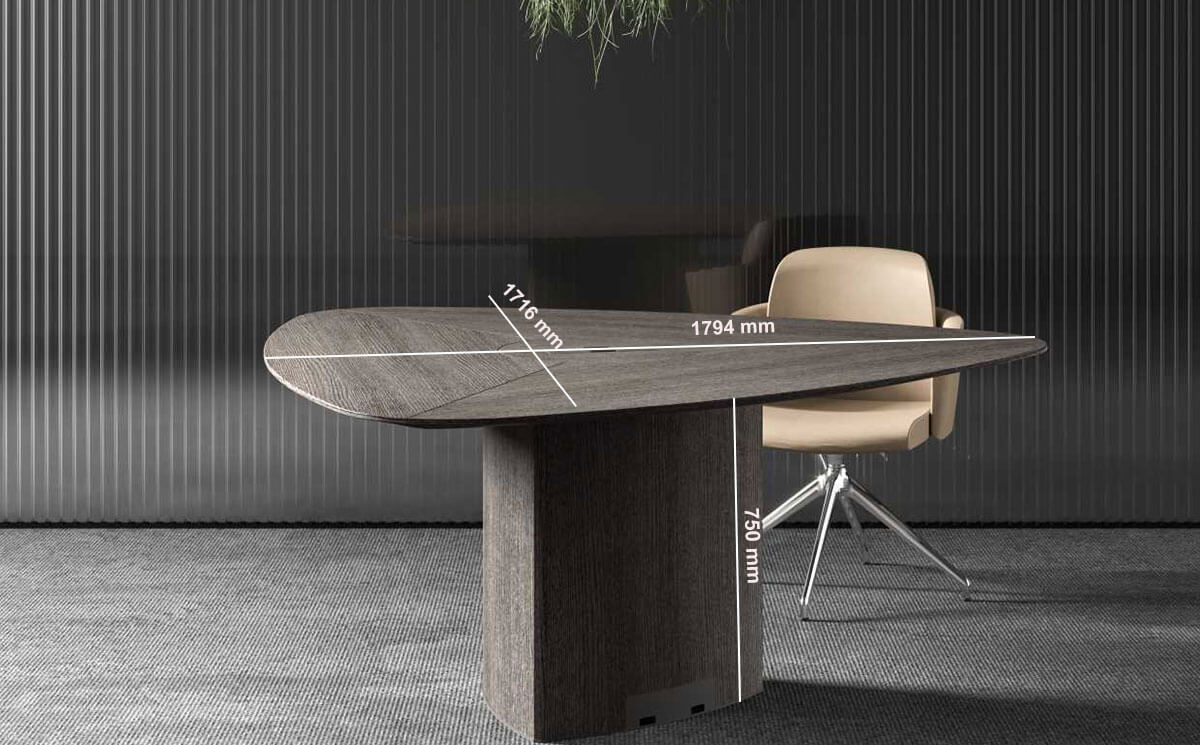 Travis 1 Triangular Shaped Meeting Table Size Img