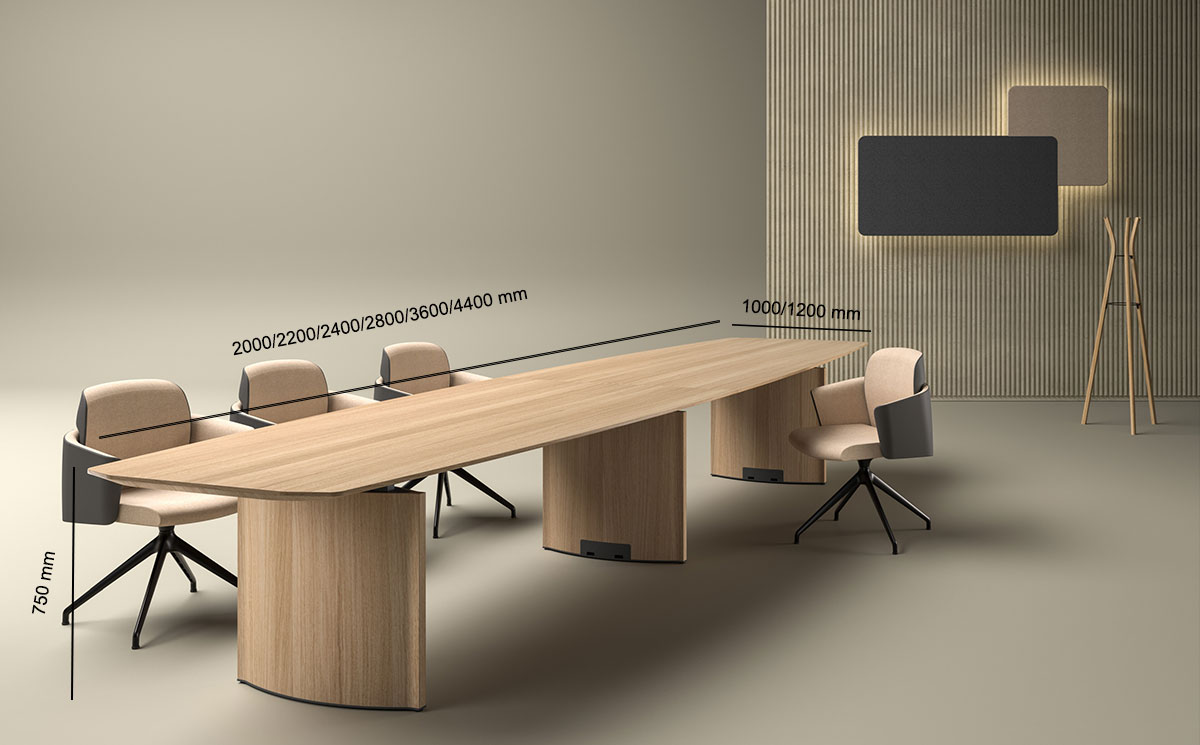 Vitali 1 Rectangular And Barrel Meeting Table Size