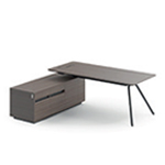Adelmo Executive Desk With Modesty Panel And Desk With Credenza Left