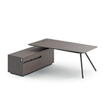 Adelmo Executive Desk With Modesty Panel And Desk With Left Credenza Trapezoid Right