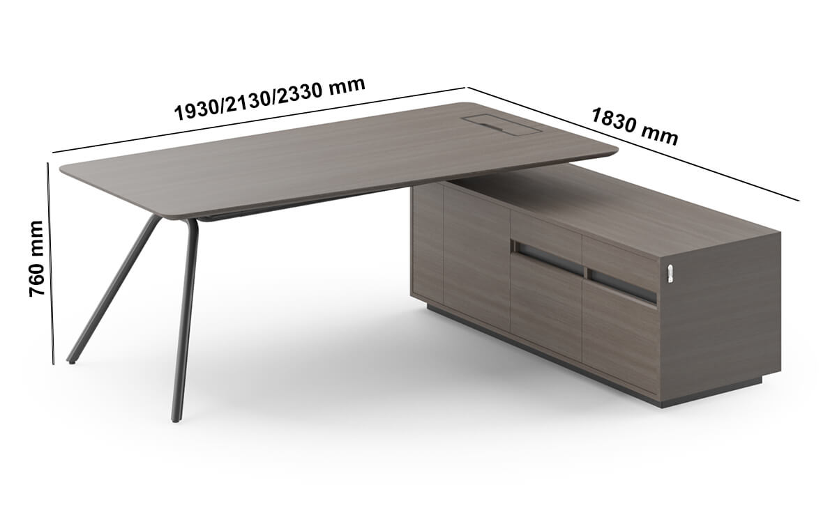 Adelmo Executive Desk With Modesty Panel And Optional Credenza Unit Dimensions 01