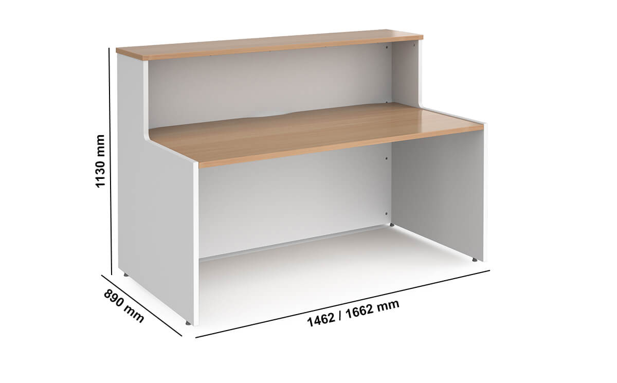 Angela Reception Desk With Optional D End Extension And Led Dimensions Image