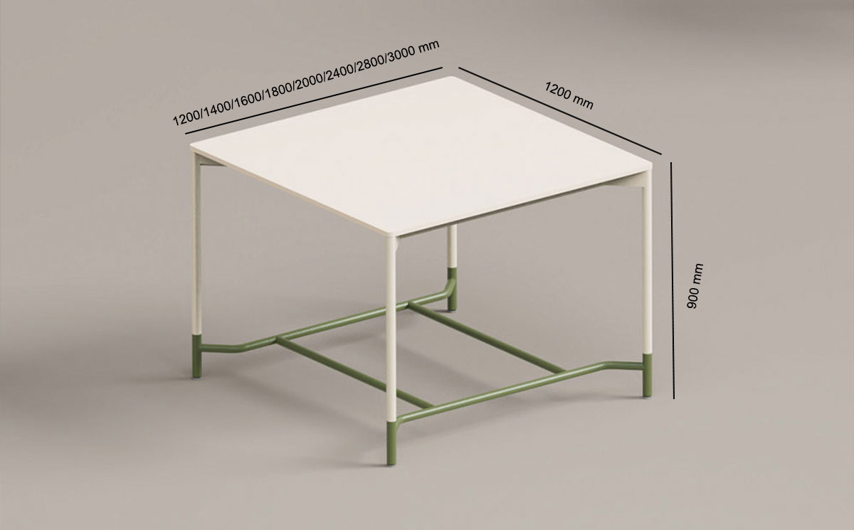 Blanca 2 Square Meeting Table Size