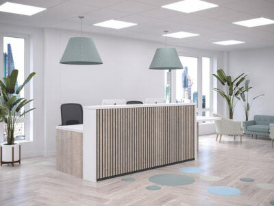 Bria Straight Reception Desk With Designer Front Panels Main