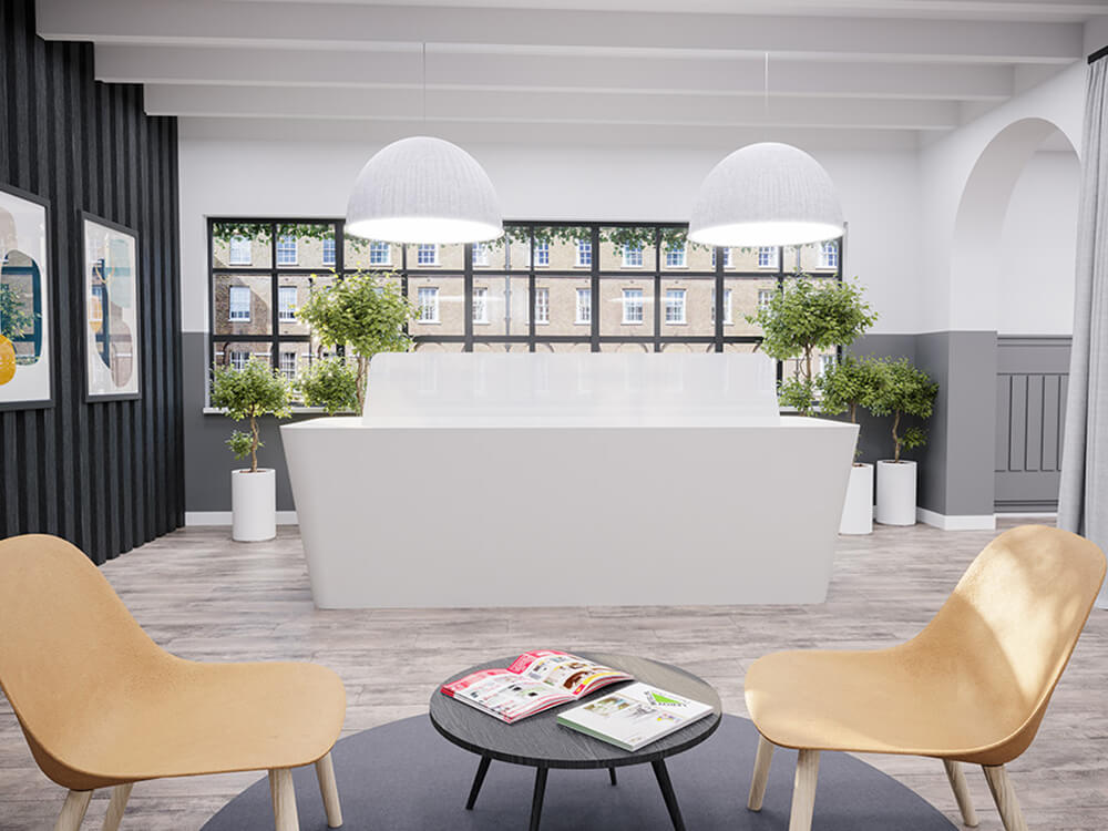 Carlotta Glacier White Reception Desk With Wheelchair Access Unit Main