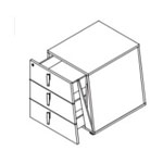 L430 510 X D570 X H600 (on Castor With Right Side Shock Absorber 3 Drawers)