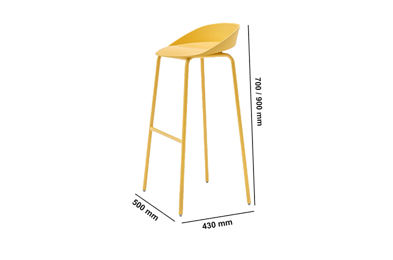 Milana High Stool With Foot Rest Dimensions Image