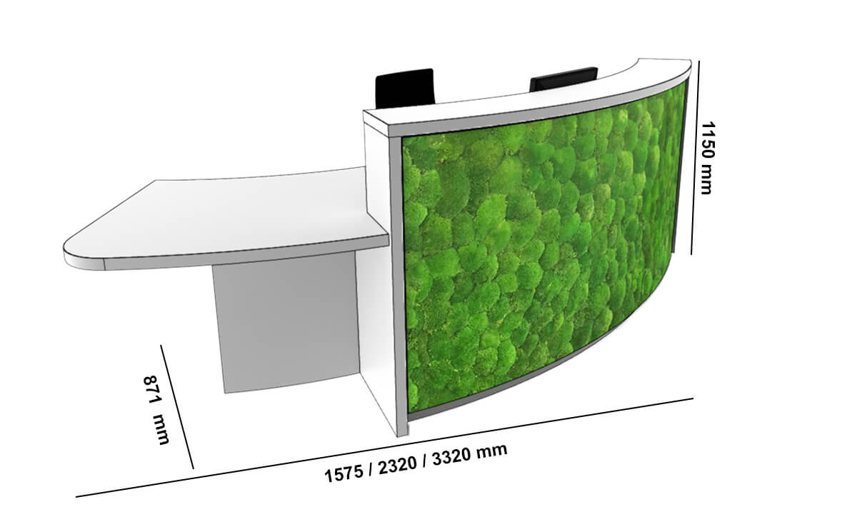 Serena Curved Reception Desk With Wheelchair Access Unit Dimensions Image