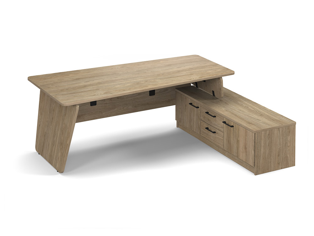 Amaro Wood Executive Desk With Panel End & A Frame Leg 4