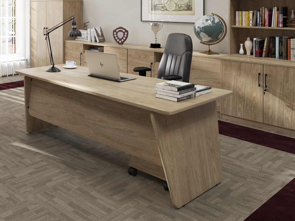 Amaro Wood Executive Desk With Panel End & A Frame Leg 6